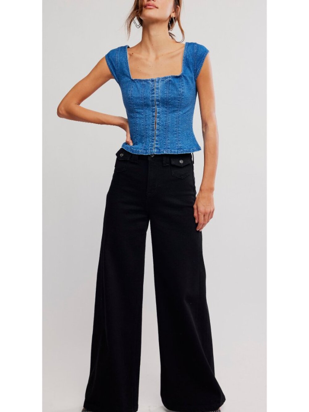 FREE PEOPLE Marilyn Denim Corset / Skylight - Picture 5 of 6